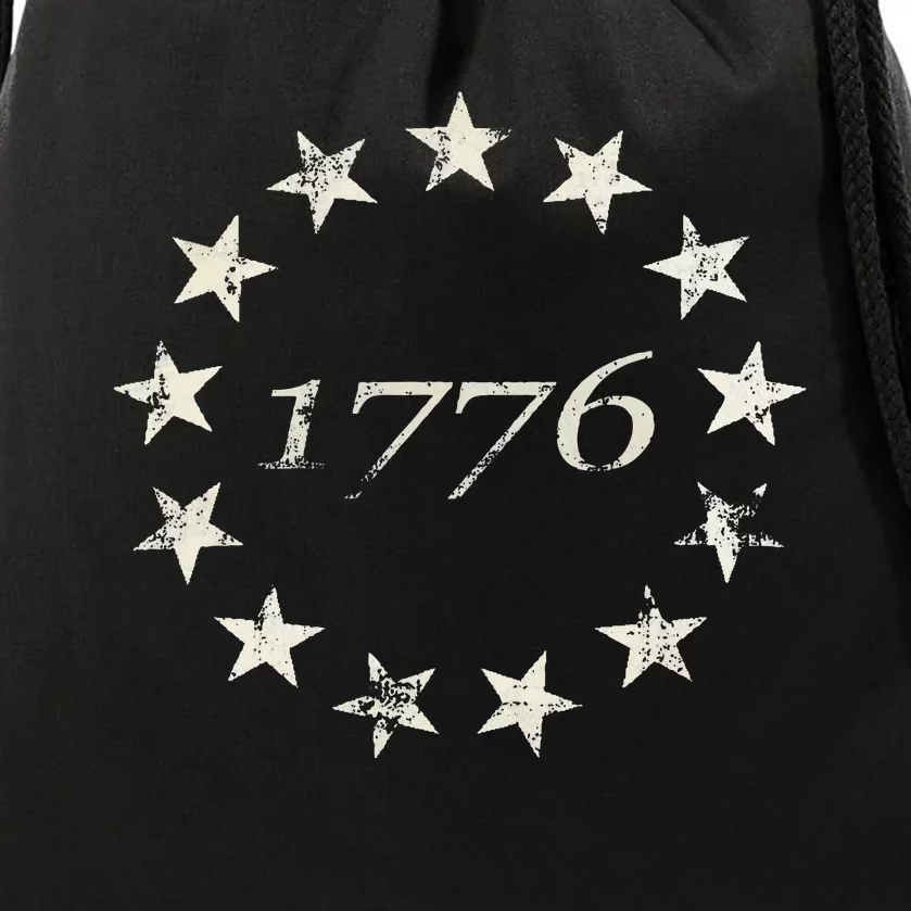 13 Star Flag Betsy Ross Distressed American Flag 1776 Drawstring Bag