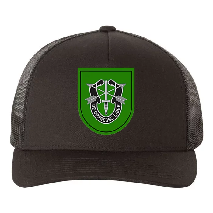 10th Special Forces Group Beret Flash And Crest Yupoong Adult 5-Panel Trucker Hat