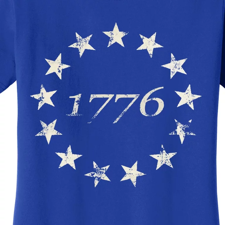 13 Star Flag Betsy Ross Distressed American Flag 1776 Women's T-Shirt