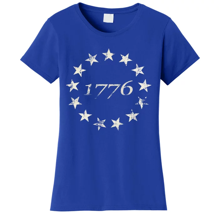 13 Star Flag Betsy Ross Distressed American Flag 1776 Women's T-Shirt