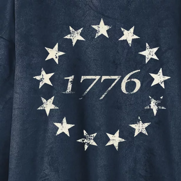 13 Star Flag Betsy Ross Distressed American Flag 1776 Hooded Wearable Blanket