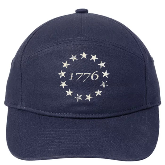 13 Star Flag Betsy Ross Distressed American Flag 1776 7-Panel Snapback Hat