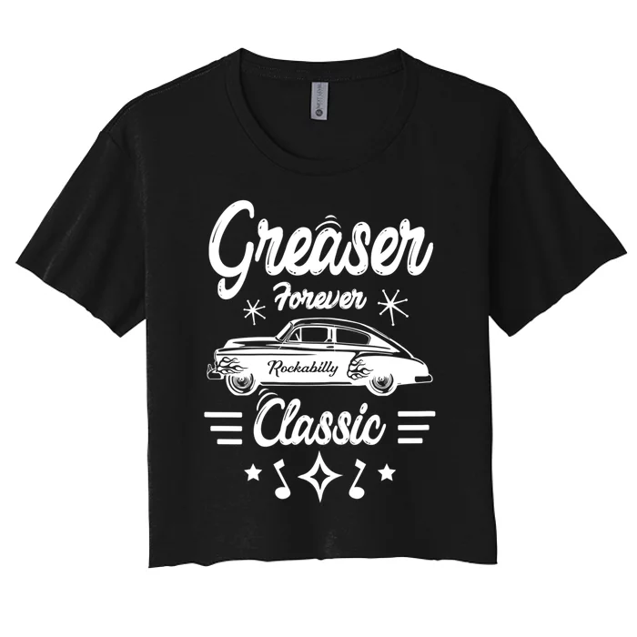 1950s Sock Hop Costume Gift Retro 50s Vintage Rockabilly Greaser Gift Women's Crop Top Tee