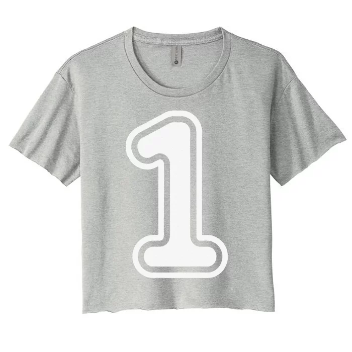 1 Sports Jersey Birthday Age Favorite Lucky Number Women's Crop Top Tee