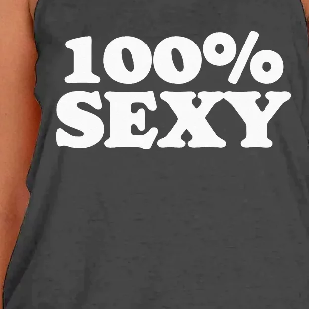 100 Sexy One Hundred Percen Sexy Funny Sarcastic Joke Women's Knotted Racerback Tank