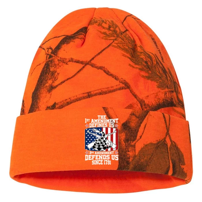 1st Amendment Defines Us 2nd Amendment Defends Us Since 1791 Kati - 12in Camo Beanie