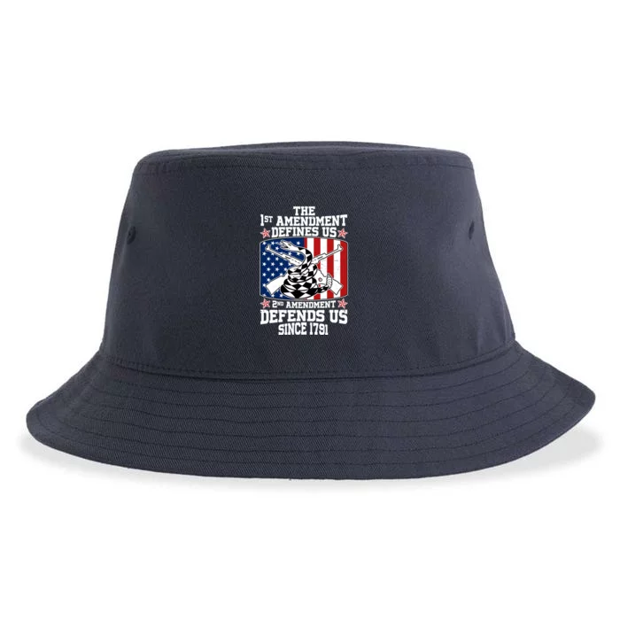 1st Amendment Defines Us 2nd Amendment Defends Us Since 1791 Sustainable Bucket Hat