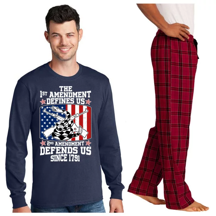 1st Amendment Defines Us 2nd Amendment Defends Us Since 1791 Long Sleeve Pajama Set