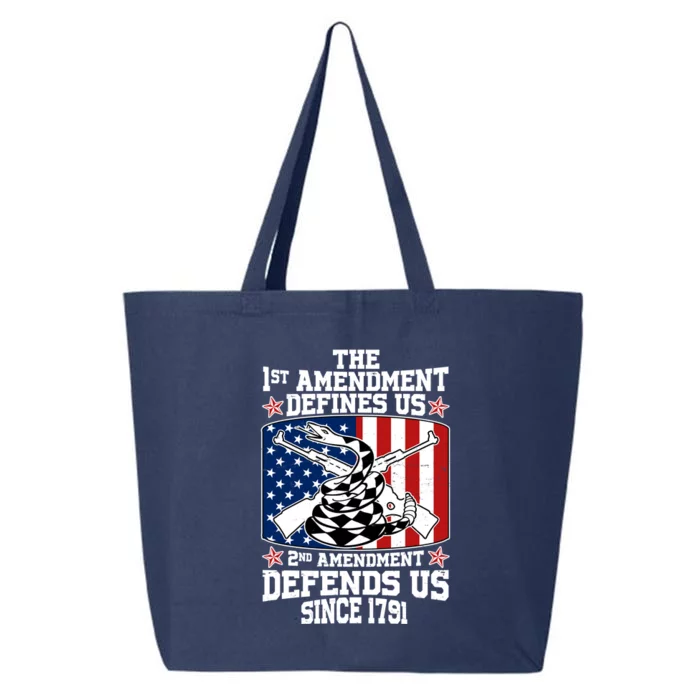 1st Amendment Defines Us 2nd Amendment Defends Us Since 1791 25L Jumbo Tote