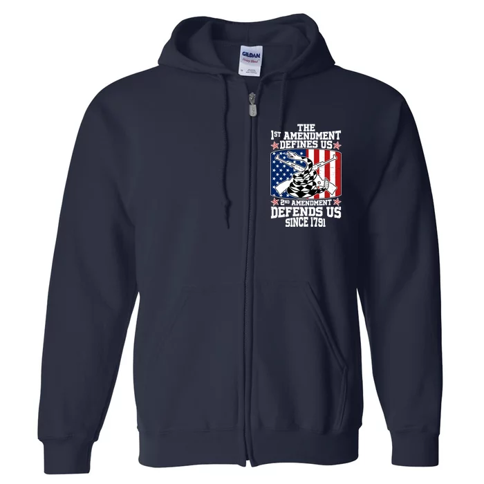 1st Amendment Defines Us 2nd Amendment Defends Us Since 1791 Full Zip Hoodie