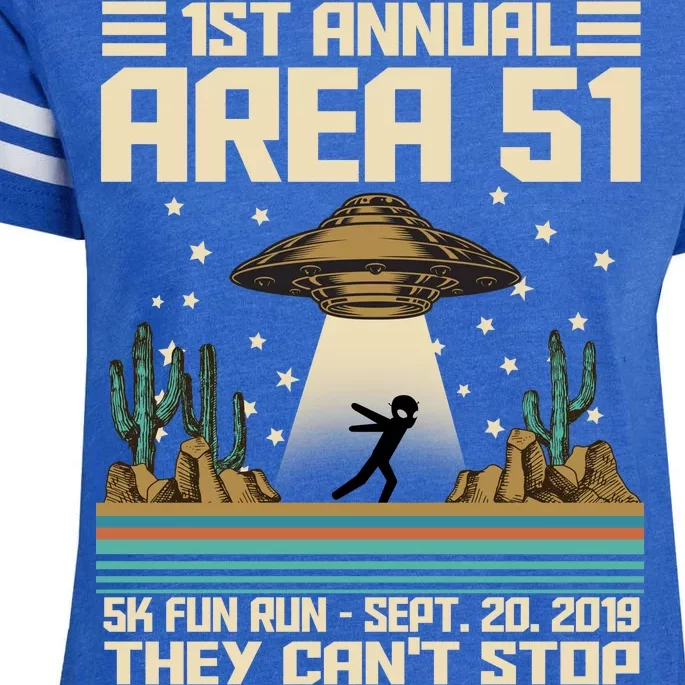 1st Annual Area 51 5k Fun Run Cant Stop Us Enza Ladies Jersey Football T-Shirt