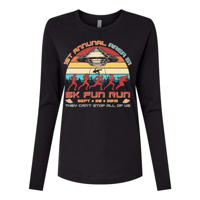 1st Annual Area 51 5K Fun Run Funny Retro Alien Womens Cotton Relaxed Long Sleeve T-Shirt