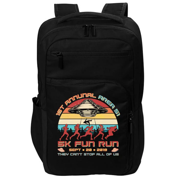 1st Annual Area 51 5K Fun Run Funny Retro Alien Impact Tech Backpack