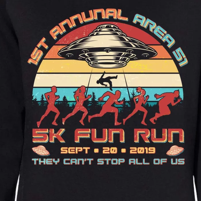 1st Annual Area 51 5K Fun Run Funny Retro Alien Womens California Wash Sweatshirt