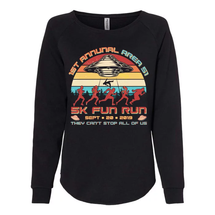 1st Annual Area 51 5K Fun Run Funny Retro Alien Womens California Wash Sweatshirt