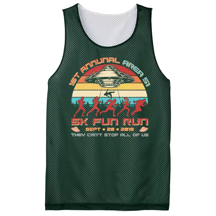 1st Annual Area 51 5K Fun Run Funny Retro Alien Mesh Reversible Basketball Jersey Tank