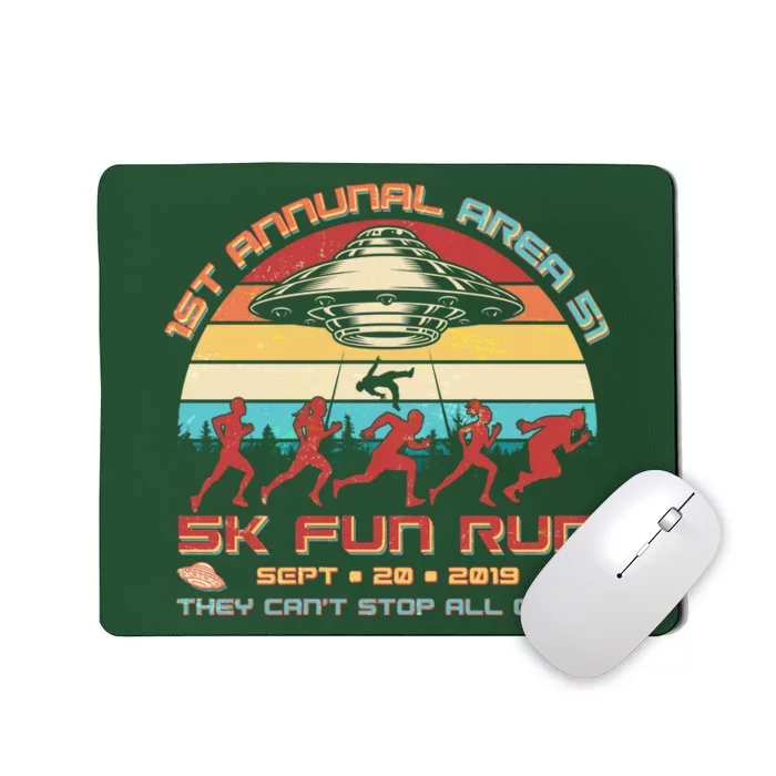 1st Annual Area 51 5K Fun Run Funny Retro Alien Mousepad