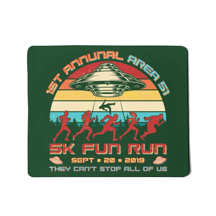 1st Annual Area 51 5K Fun Run Funny Retro Alien Mousepad