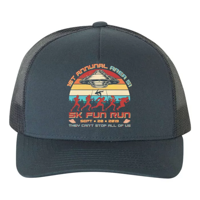 1st Annual Area 51 5K Fun Run Funny Retro Alien Yupoong Adult 5-Panel Trucker Hat