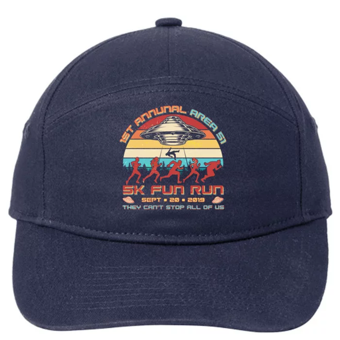 1st Annual Area 51 5K Fun Run Funny Retro Alien 7-Panel Snapback Hat