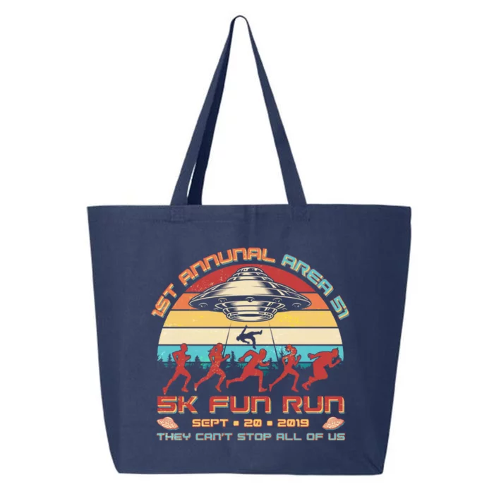 1st Annual Area 51 5K Fun Run Funny Retro Alien 25L Jumbo Tote