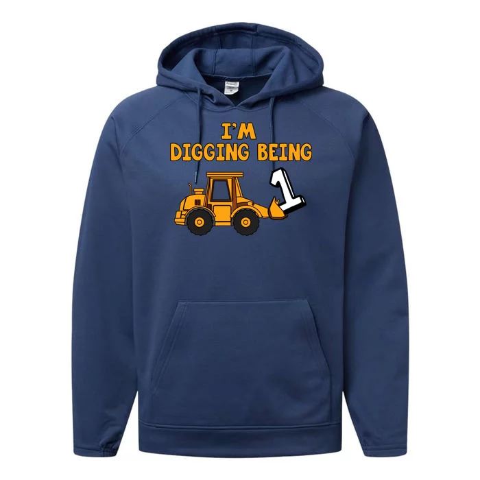 1st Birthday I'm Digging Being One Performance Fleece Hoodie