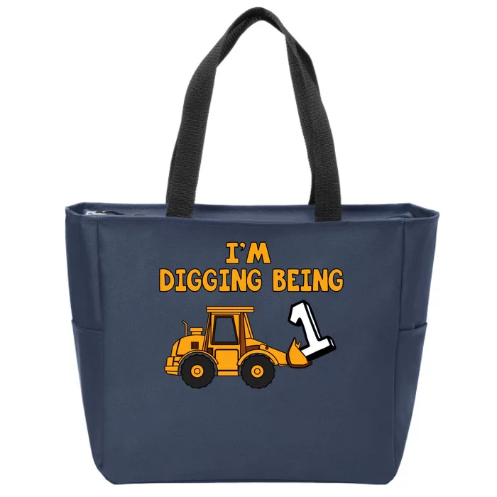 1st Birthday I'm Digging Being One Zip Tote Bag