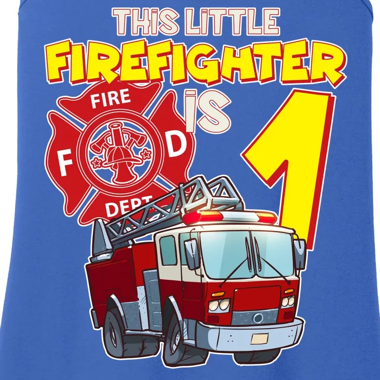 1st Birthday This Little Firefighter Is 1 Ladies Essential Tank