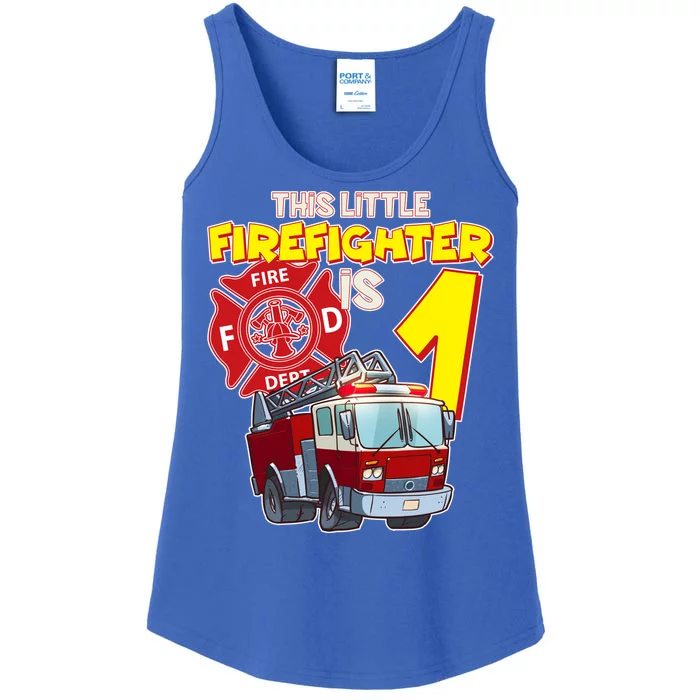 1st Birthday This Little Firefighter Is 1 Ladies Essential Tank