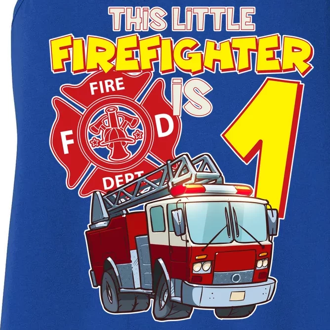 1st Birthday This Little Firefighter Is 1 Women's Racerback Tank