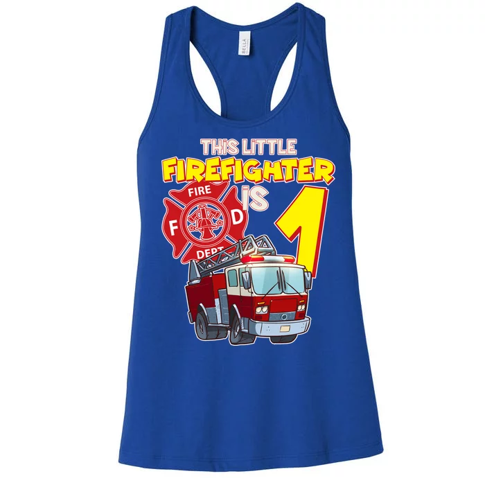 1st Birthday This Little Firefighter Is 1 Women's Racerback Tank