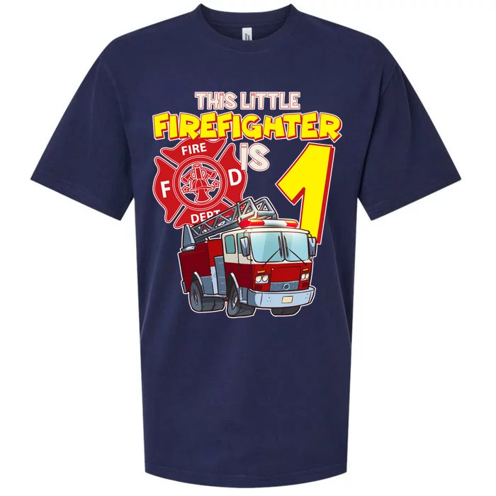 1st Birthday This Little Firefighter Is 1 Sueded Cloud Jersey T-Shirt