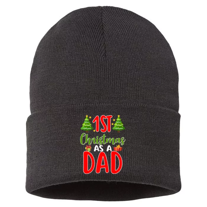 1st Christmas As A Dad Sustainable Knit Beanie