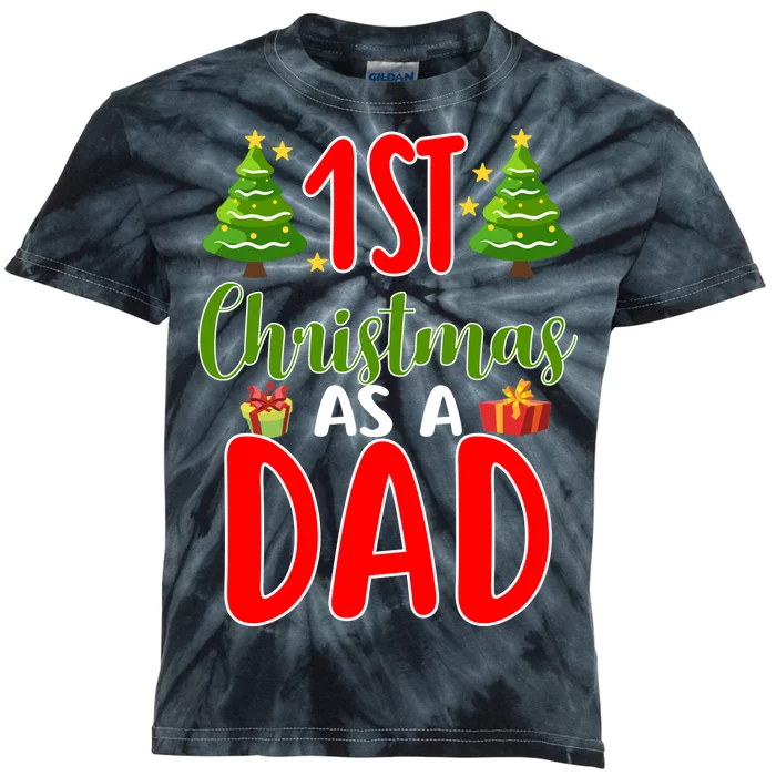 1st Christmas As A Dad Kids Tie-Dye T-Shirt