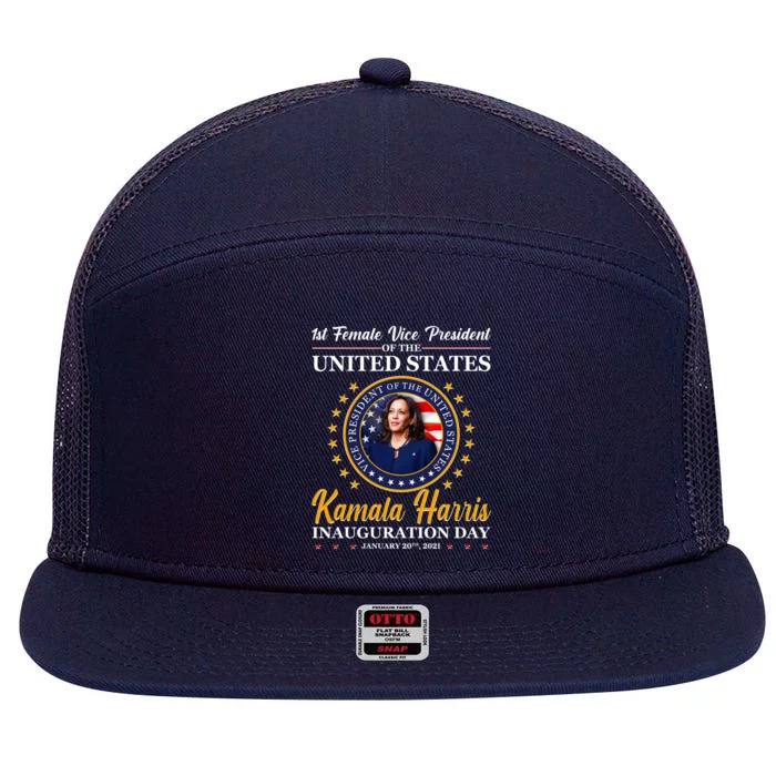 1st First Female Vice President of the United States Kamala Harris 7 Panel Mesh Trucker Snapback Hat