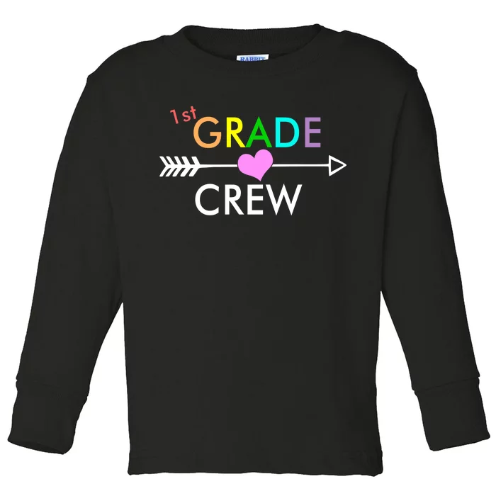 1st Grade Crew Arrow Heart Toddler Long Sleeve Shirt