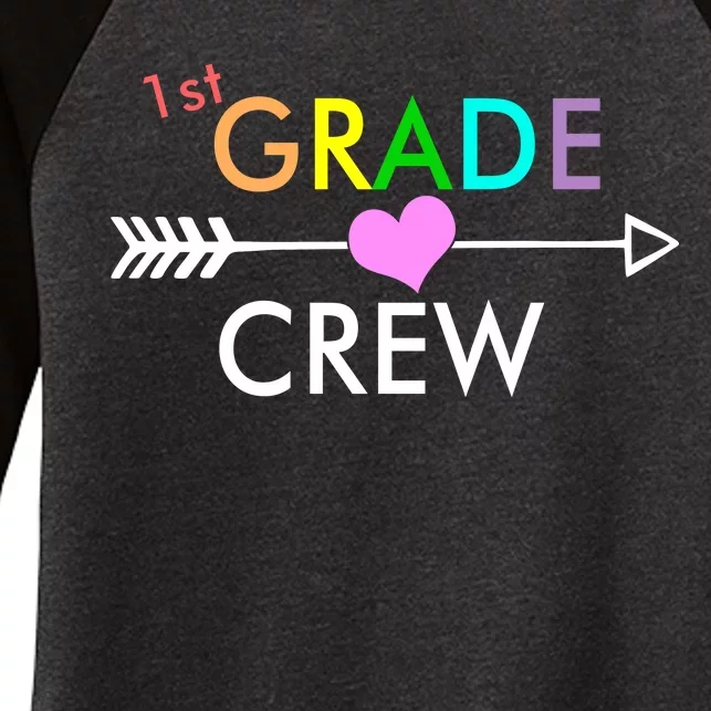 1st Grade Crew Arrow Heart Women's Tri-Blend 3/4-Sleeve Raglan Shirt