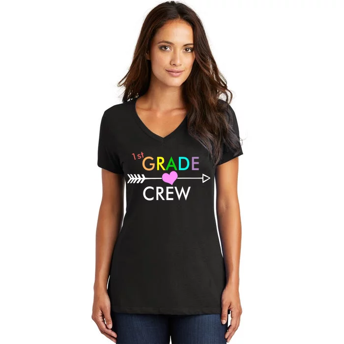 1st Grade Crew Arrow Heart Women's V-Neck T-Shirt