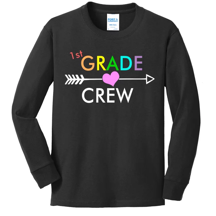 1st Grade Crew Arrow Heart Kids Long Sleeve Shirt