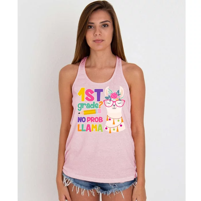 1st Grade? No Prob Llama Women's Knotted Racerback Tank