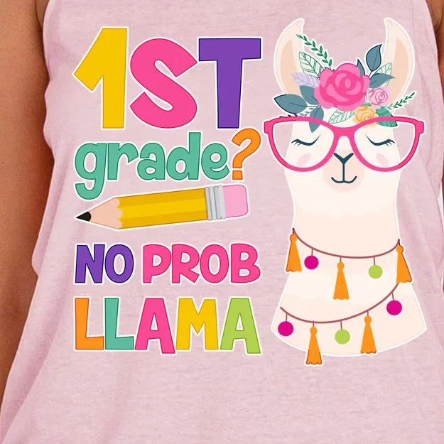 1st Grade? No Prob Llama Women's Knotted Racerback Tank