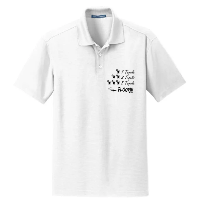 1 Tequila 2 Tequila 3 Tequila Floor Funny Party Drinking GIFT Dry Zone Grid Performance Polo