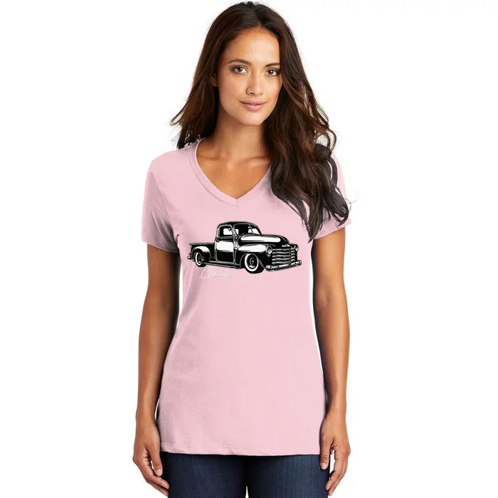 1950S Truck Classic Design Women's V-Neck T-Shirt