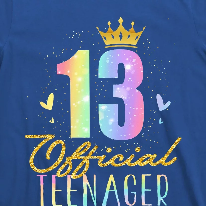 13 Teenager Crown 13 Year Old Tie Dye 13th Birthday T-Shirt