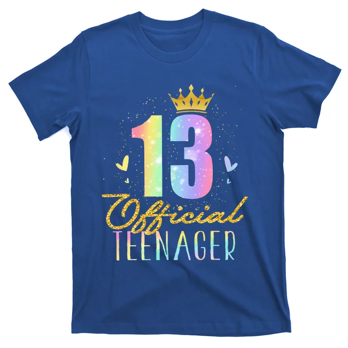 13 Teenager Crown 13 Year Old Tie Dye 13th Birthday T-Shirt