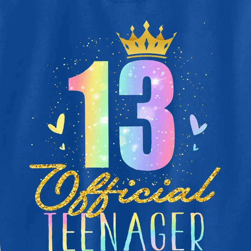 13 Teenager Crown 13 Year Old Tie Dye 13th Birthday Kids Sweatshirt