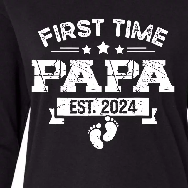 1st Time Dad 2024 New First Fathers Day Soon To Be Papa Womens Cotton Relaxed Long Sleeve T-Shirt