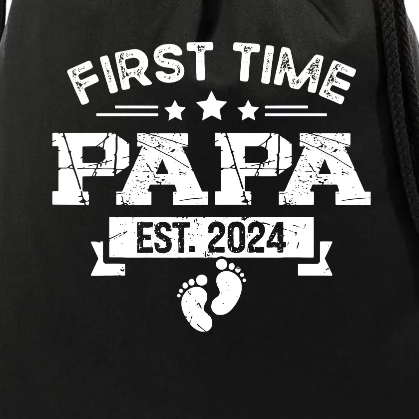 1st Time Dad 2024 New First Fathers Day Soon To Be Papa Drawstring Bag