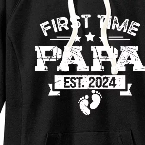 1st Time Dad 2024 New First Fathers Day Soon To Be Papa Women's Fleece Hoodie