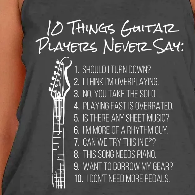 10 Things Guitar Players Never Say Funny Electric Guitar Women's Knotted Racerback Tank